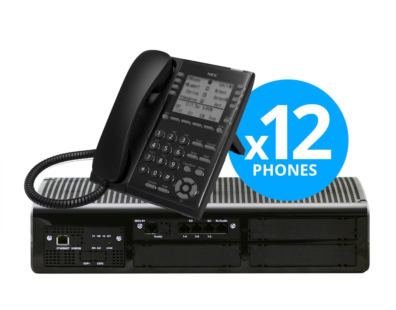 SL2100 System Kit 16-IP w/ (12) DESI-Less IP Phones, 4P Vmail (0Lx16IP)