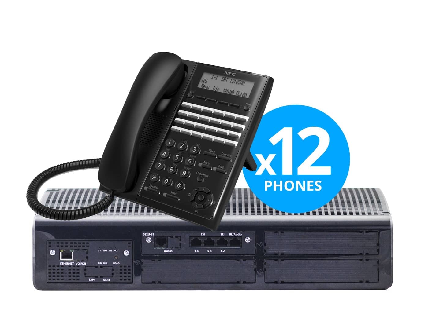 SL2100 System Kit T1/PRI x 16-Digital x 8-IP w/ (12) 24-Key Phones, 4P  Vmail (T1x16Dx8IPx4A) NEC SL1100